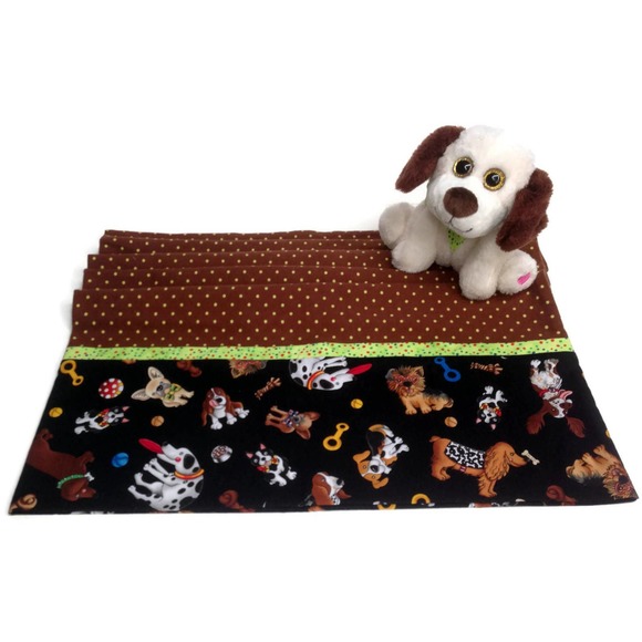 Novelty Dog Pillowcase Bundle: Mini Dot Flannel Pillowcase with Plush Puppy - Picture 3 of 4